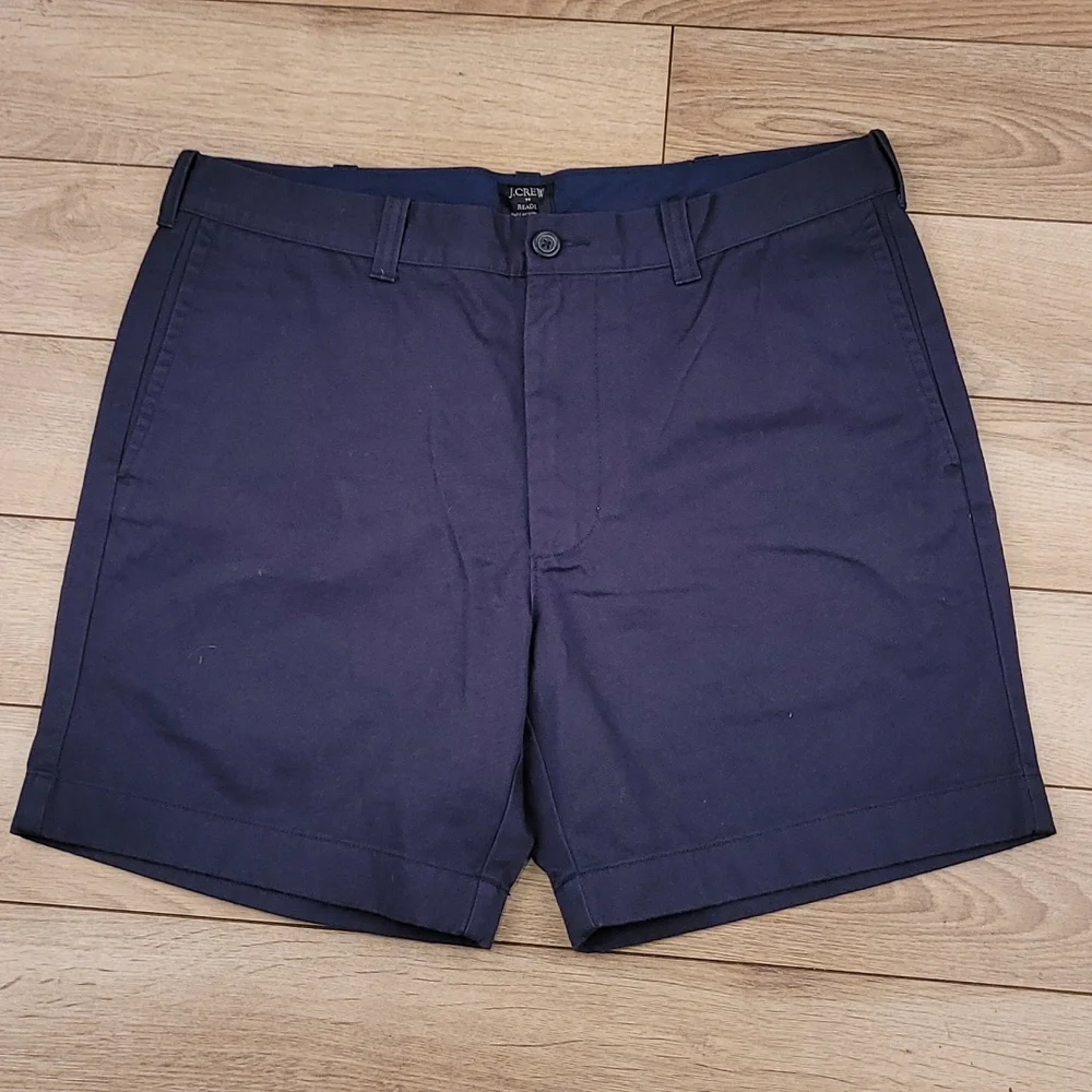 J CREW Reade Dark Navy Solid Pattern Sz 35 Mens Casual‎ Flat Front Shorts NEW